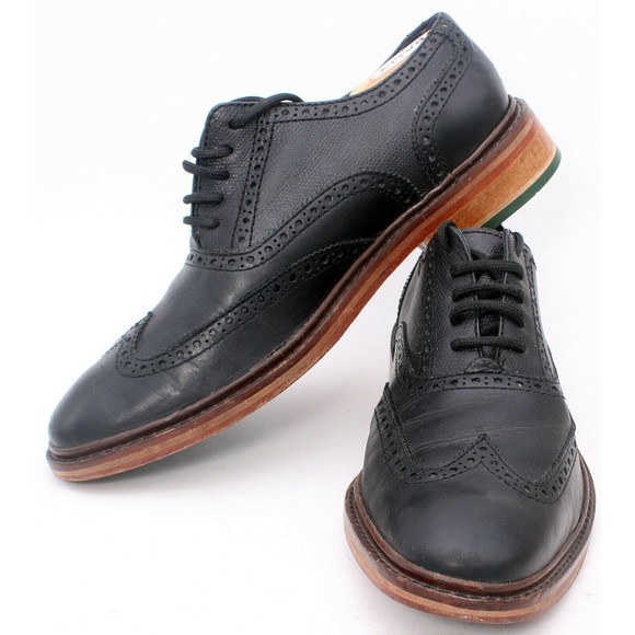Cole Haan Shoes Men's Size 8.5 Wide Colton Brogue Wingtip Oxford Black C11756 - Picture 2 of 12